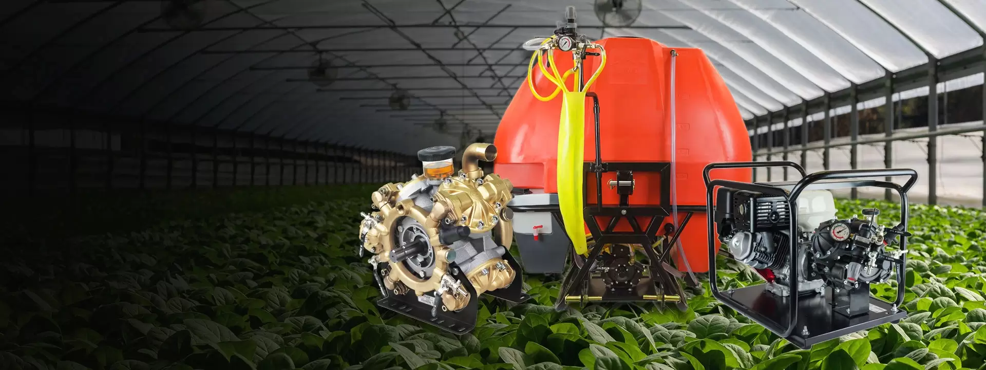 Aspersoras agrícolas, bombas de diafragma y equipos de aspersión para agricultura profesional e invernaderos.